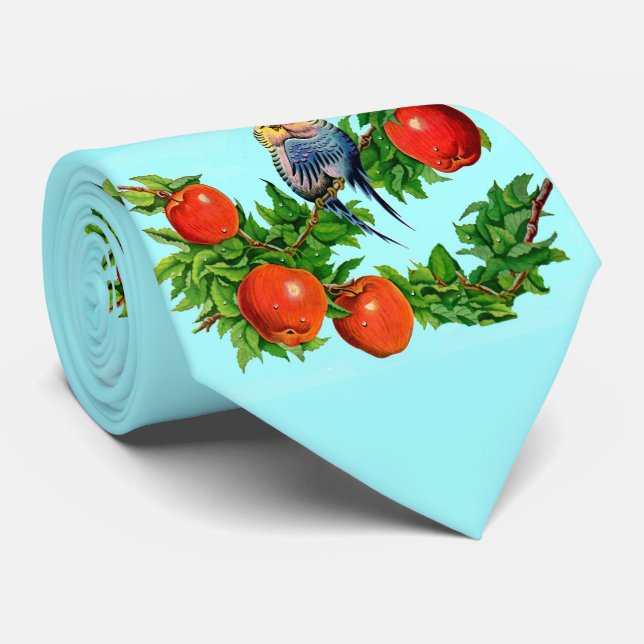 parakeets in love print tie (Rolled)