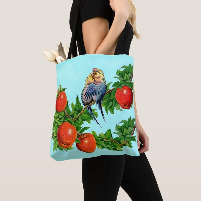 parakeets in love tote bag (Close Up)