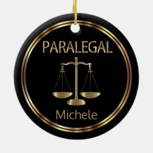 Paralegal ⚖ - Black and Gold Ceramic Ornament