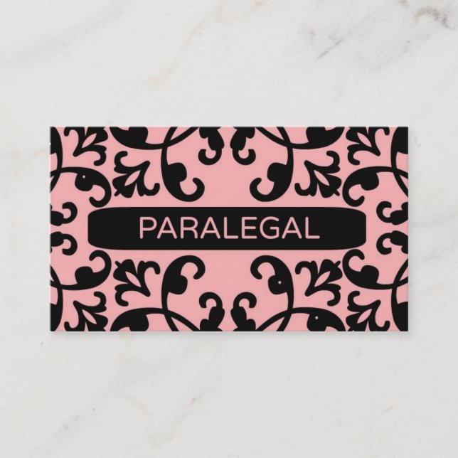 Paralegal Peach Damask Business Card (Front)