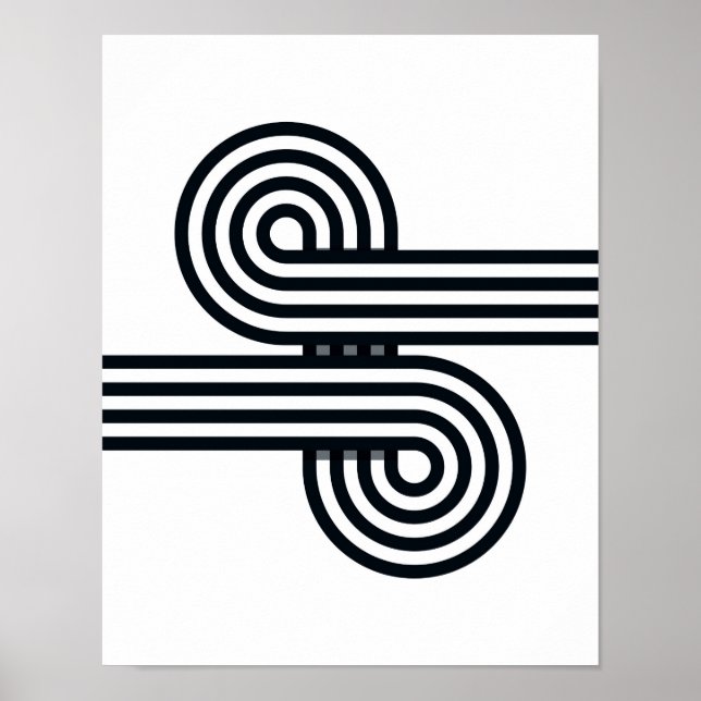 Parallel Lines Art Print - Black and White Line (Front)