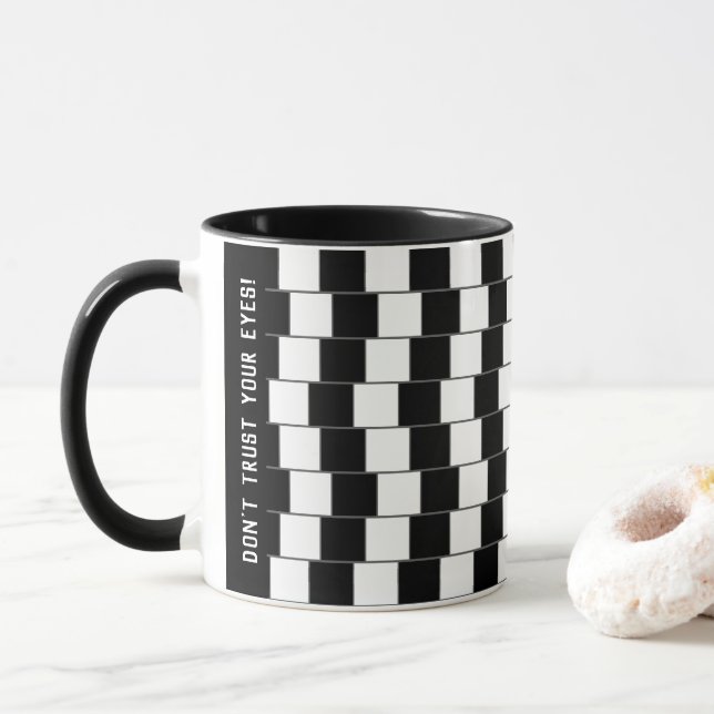 Parallel lines geometrical-optical illusion mug (With Donut)