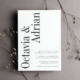 Parallel Modern Black & White Typography Wedding Invitation