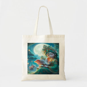 Parallel Realms Baby Goddess and Elephant. Tote Bag