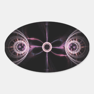 Parallel Universes Abstract Fractal Art Oval Sticker