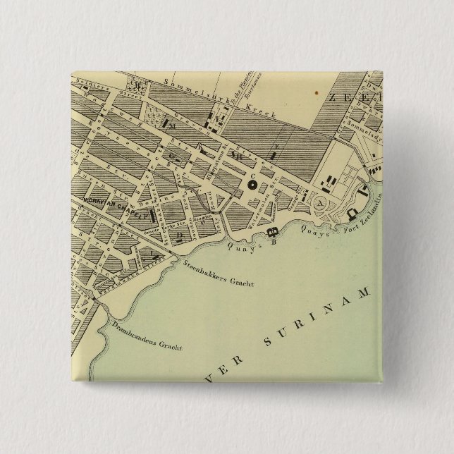 Paramaribo Surinam 2 Inch Square Button (Front)