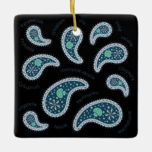 Paramecia Paisley Biology Science MIcrobe Ceramic Ornament