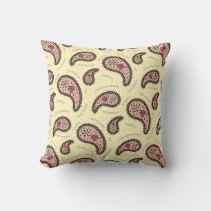 Paramecia Paisley Biology Science Yellow Throw Pillow