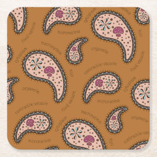 Paramecia Paisley Customizable Biology Brown Square Paper Coaster