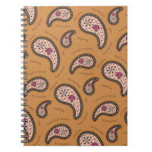 Paramecia Paisley Customizable Biology Latte Brown Notebook