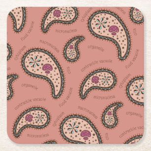 Paramecia Paisley Customizable Biology Mauve Square Paper Coaster