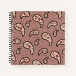 Paramecia Paisley Customizable Biology Mocha Brown Notebook