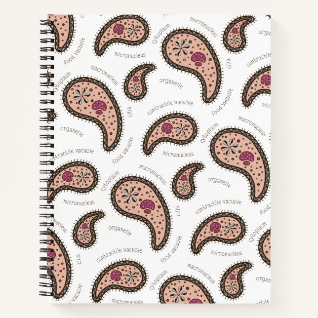 Paramecia Paisley Customizable Biology White Notebook (Front)