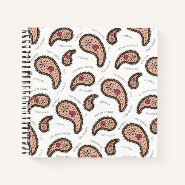Paramecia Paisley Customizable Biology White Notebook (Front)