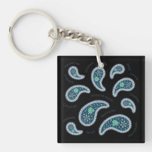Paramecia Paisley Protozoan Biology Science Black Keychain