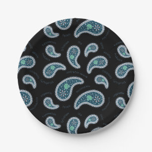 Paramecia Paisley Protozoan Biology Science Black Paper Plate