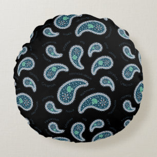 Paramecia Paisley Protozoan Biology Science Black Round Pillow