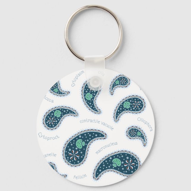 Paramecia Paisley Protozoan Biology Science Keychain (Front)