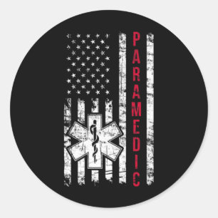 Paramedic American Flag Independence Day Emt Ems U Classic Round Sticker