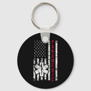 Paramedic American Flag Independence Day Emt Ems U Keychain