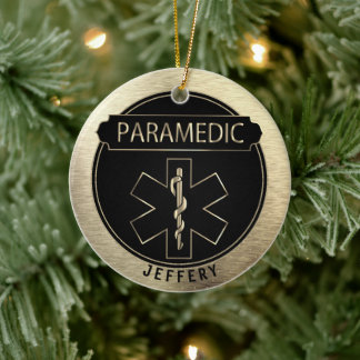 Paramedic 🚑 - Black and Gold Ceramic Ornament