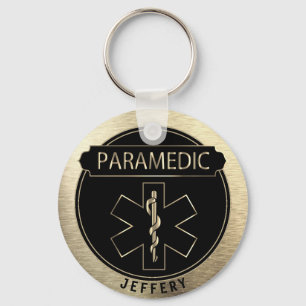 Paramedic 🚑 - Black and Gold   Keychain