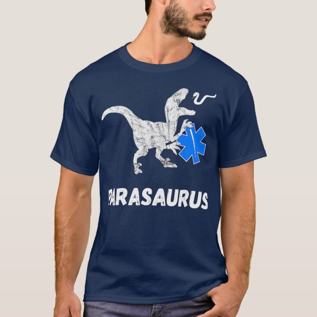 Paramedic Dinosaurs Funny EMT Dino First TRex T-Shirt (Front)