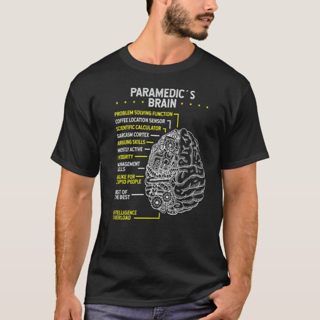 Paramedic Emergency Medical Technician Brain Emt E T-Shirt (Front)