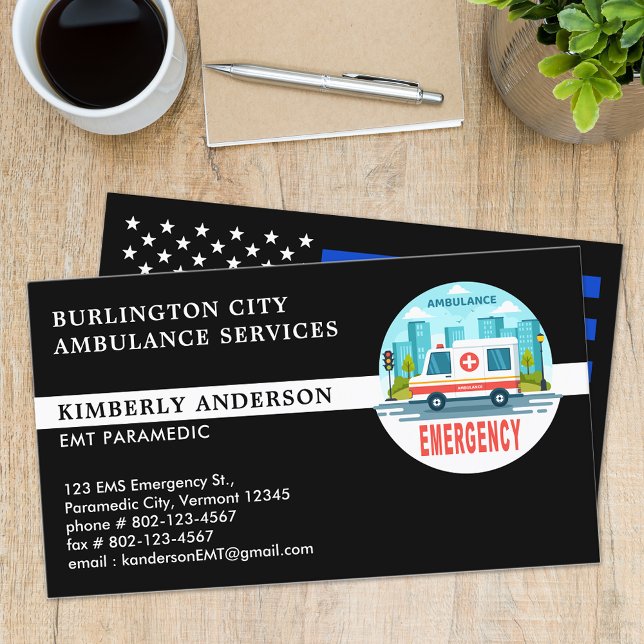 Paramedic EMT Ambulance Service Custom Emblem Logo Business Card (Creator Uploaded)