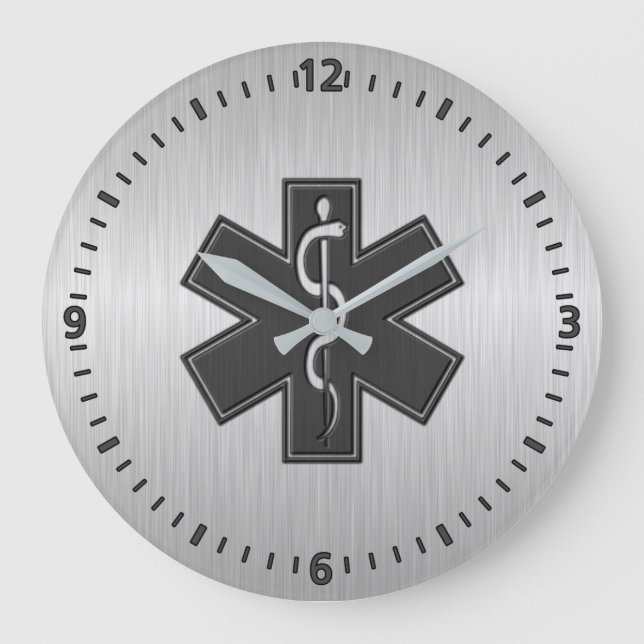 Paramedic EMT EMS Silver Large Clock (Front)