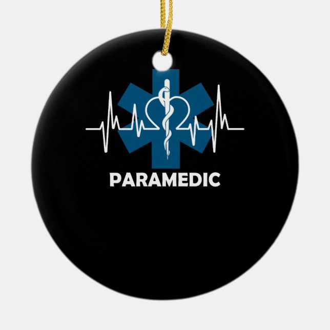 Paramedic Heartbeat Ceramic Ornament (Front)