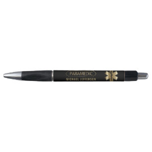 Paramedic - Medical Symbol - Black and Gold Pen
