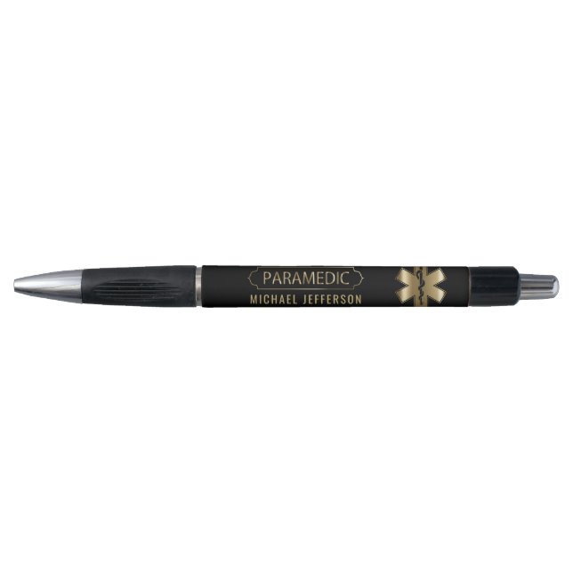 Paramedic - Medical Symbol - Black and Gold Pen (Front)