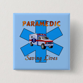 Paramedic Saving Lives 2 Inch Square Button