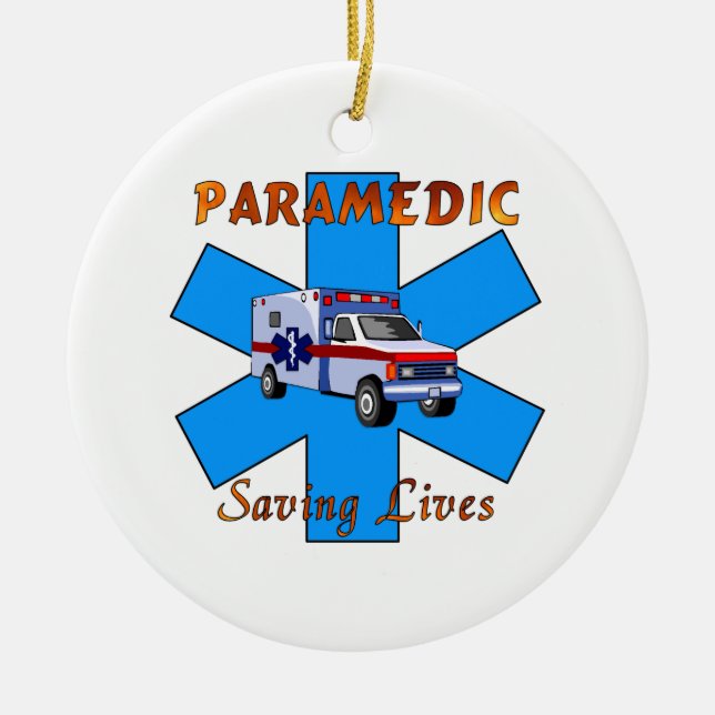 Paramedic Saving Lives Ceramic Ornament (Front)