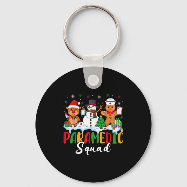 Paramedic Squad Reindeer Snowman Gingerbread Chris Keychain (Front)