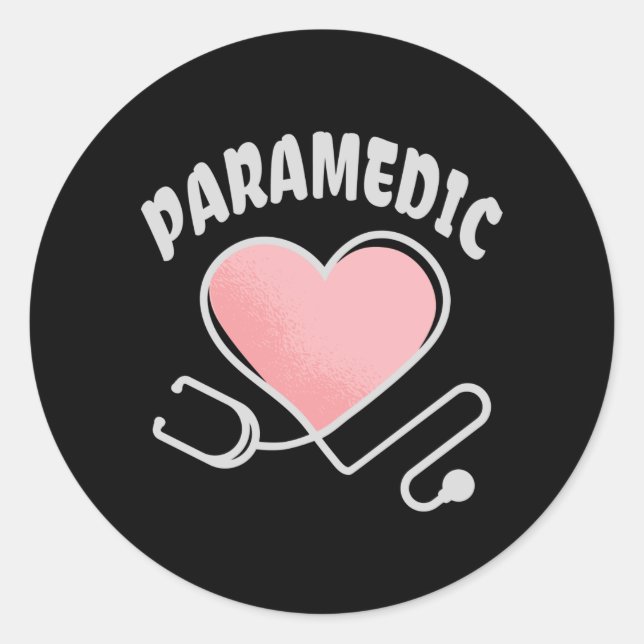 Paramedic Stethoscope with heart Classic Round Sticker (Front)