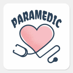 Paramedic Stethoscope with heart Square Sticker