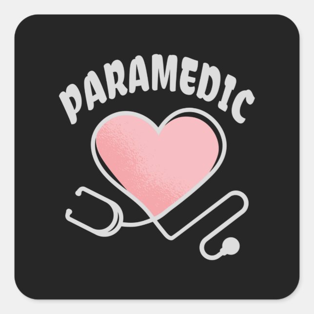 Paramedic Stethoscope with heart Square Sticker (Front)