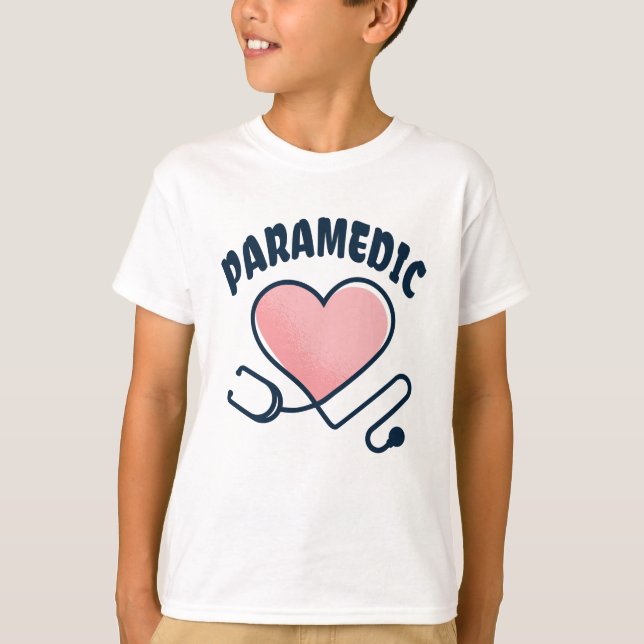 Paramedic Stethoscope with heart T-Shirt (Front)