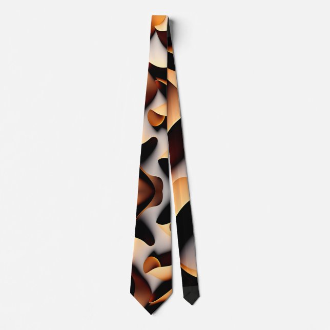 Parametric 3D Flowers Gold Modern Mosaic Pattern Tie (Front)