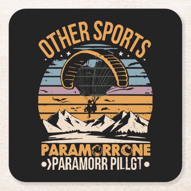 Paramotor Pilot Paramotoring Square Paper Coaster (Front)