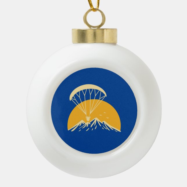 Paramotoring Retro Ceramic Ball Christmas Ornament (Front)