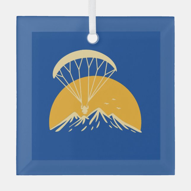 Paramotoring Retro Glass Ornament (Front)