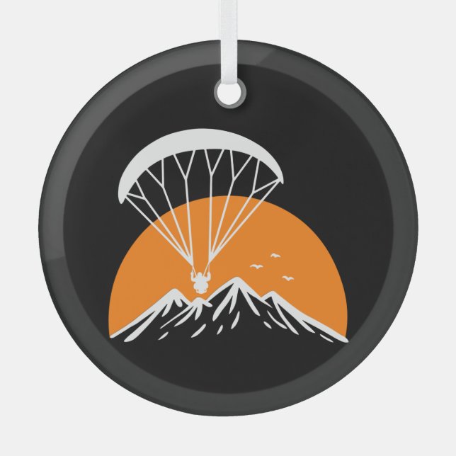 Paramotoring Retro Vintage Glass Ornament (Front)