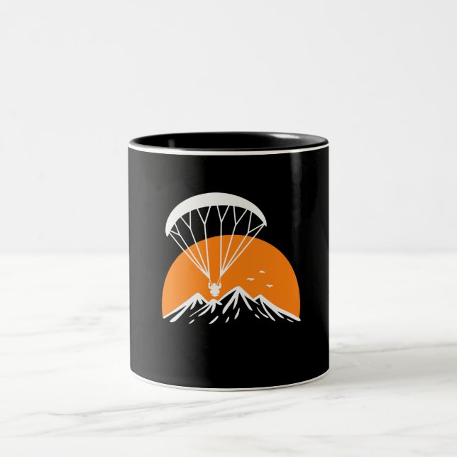 Paramotoring Retro Vintage Two-Tone Coffee Mug (Center)
