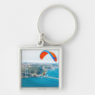 Paramotors Pilots Flying Over The Bosphorus Keychain