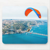 Paramotors Pilots Flying Over The Bosphorus