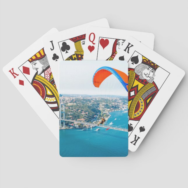Paramotors Pilots Flying Over The Bosphorus Playing Cards (Back)