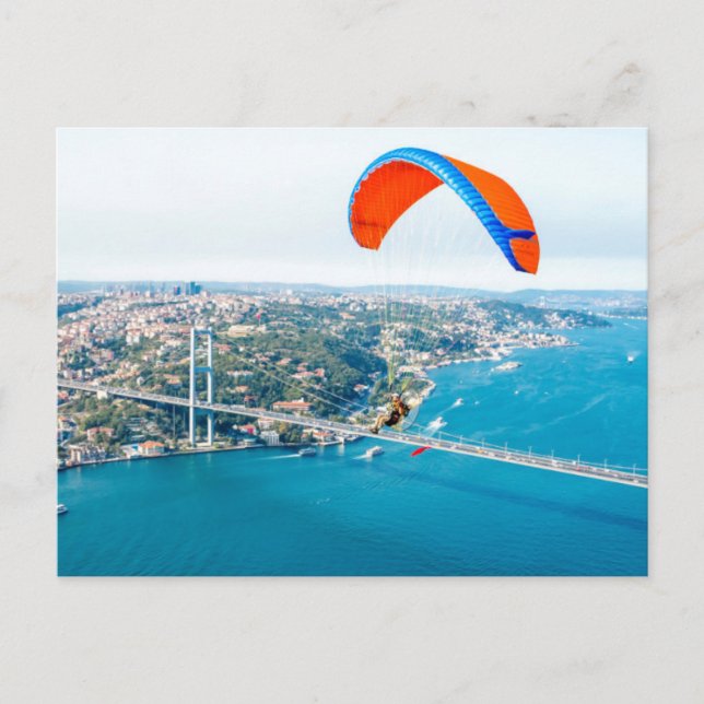 Paramotors Pilots Flying Over The Bosphorus Postcard (Front)